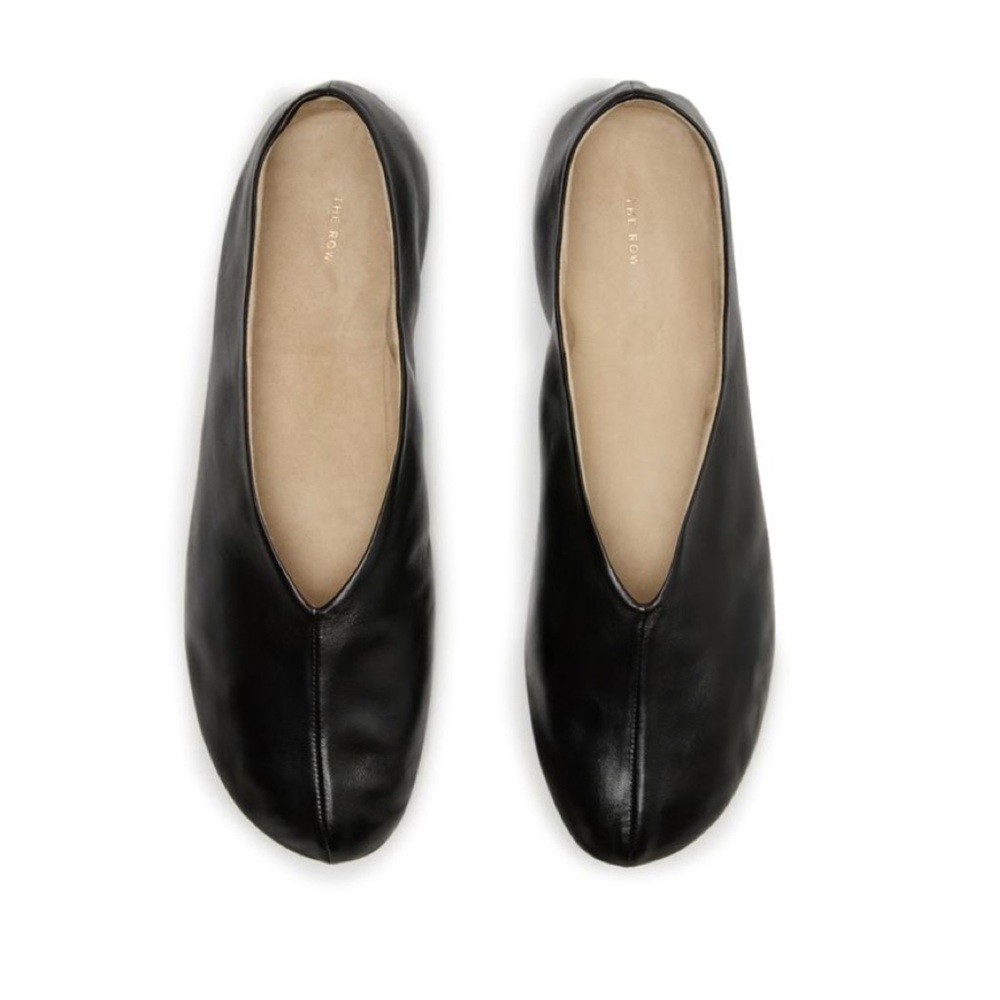 NIB The Row Black Leather Stella Ballet Flats size 10